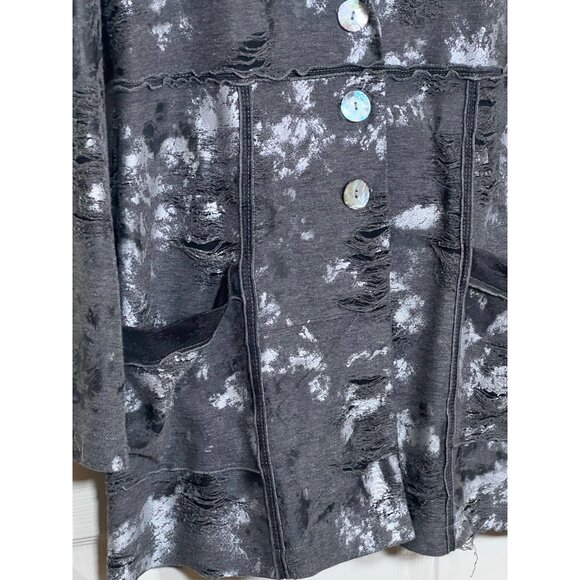Andria Lieu XXL Jacket Distressed Chic Grunge Black & Gray Rocker Vibes - Picture 3 of 10